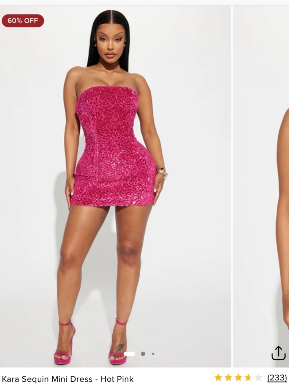 Fashion Nova Hot Pink Sequin Strapless Mini Dress